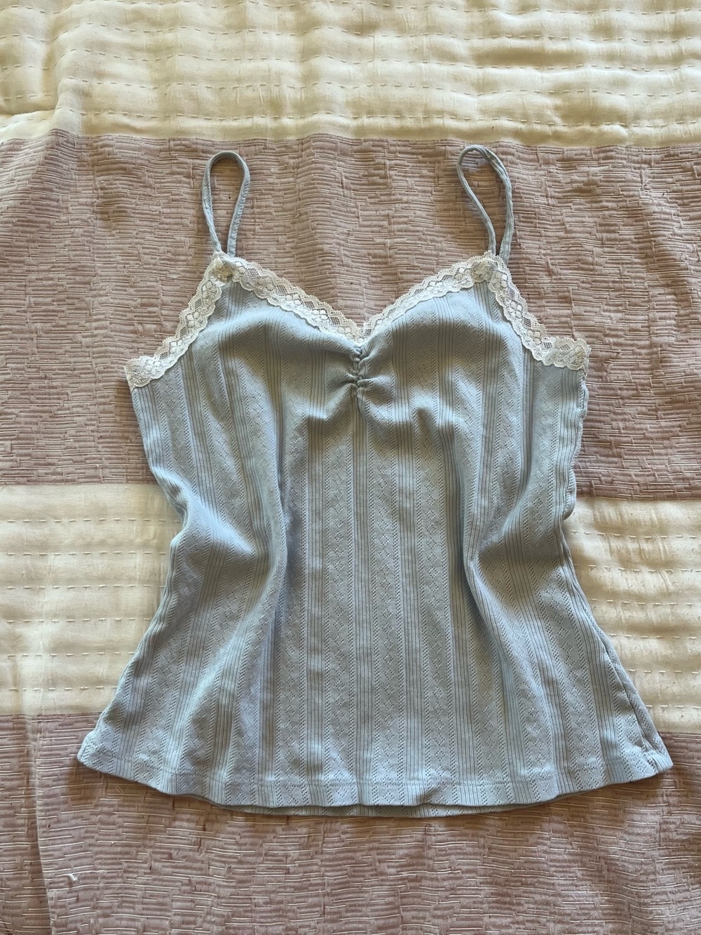 Y2K 2000s 1.STATE Baby Blue Cotton Lace Camisole Adjustable Straps Women M